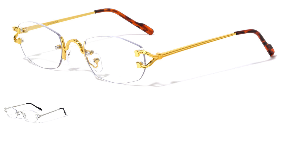 Rimless Rectangle Clear Lens Wholesale Glasses
