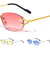 Rimless Rectangle Color Lens Sunglasses Wholesale