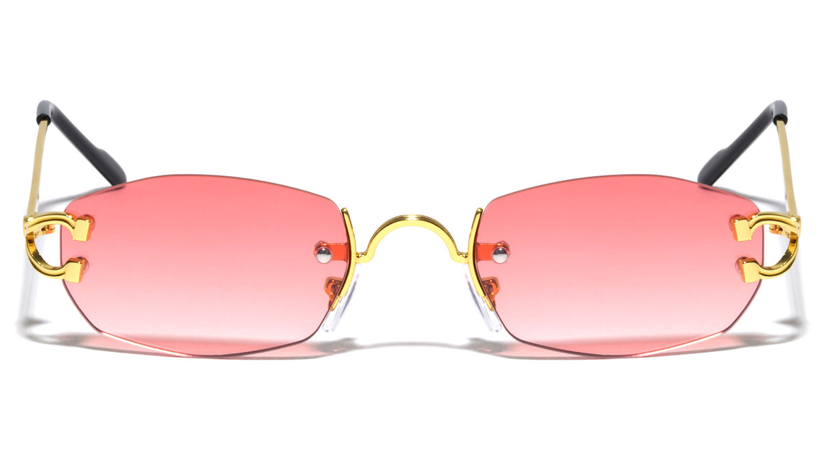 Rimless Rectangle Color Lens Sunglasses Wholesale