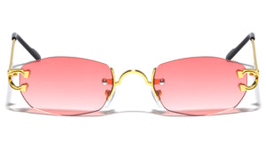 Rimless Rectangle Color Lens Sunglasses Wholesale