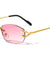 Rimless Rectangle Color Lens Sunglasses Wholesale