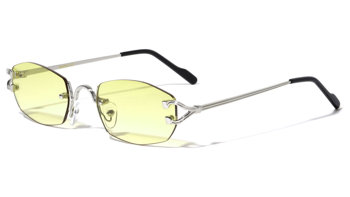 Rimless Rectangle Color Lens Sunglasses Wholesale