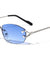 Rimless Rectangle Color Lens Sunglasses Wholesale