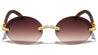 Rhinestone Rimless Oval Round Wholesale Sunglasses