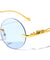 Rimless Round Jaguar Temple Wholesale Sunglasses