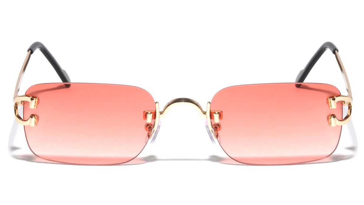 Rimless Fashion Rounded Rectangle Wholesale Sunglasses