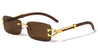 Rimless Color Lens Jaguar Hinge Wood Temple Rectangle Wholesale Sunglasses