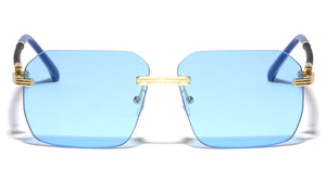 Rimless Color Lens Twist Temple Geometric Wholesale Sunglasses