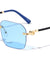 Rimless Color Lens Twist Temple Geometric Wholesale Sunglasses