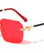Rimless Color Lens Twist Temple Geometric Wholesale Sunglasses