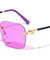 Rimless Color Lens Twist Temple Geometric Wholesale Sunglasses