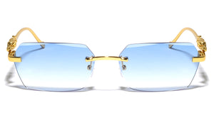 Jaguar Hinge Diamond Edge Cut Rimless Geometric Wholesale Sunglasses