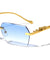 Jaguar Hinge Diamond Edge Cut Rimless Geometric Wholesale Sunglasses
