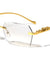 Jaguar Hinge Diamond Edge Cut Rimless Geometric Wholesale Sunglasses