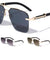 Rimless Diamond Edge Cut Lens Wood Temple Squared Aviators Wholesale Sunglasses
