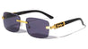Rimless Diamond Edge Cut Lens Jaguar Hinge Wood Temple Rectangle Wholesale Sunglasses