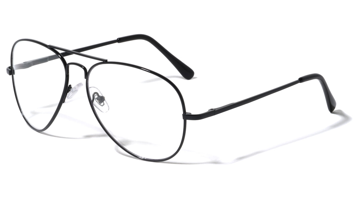 Clear Lens Spring Hinge Aviators Wholesale Bulk Glasses