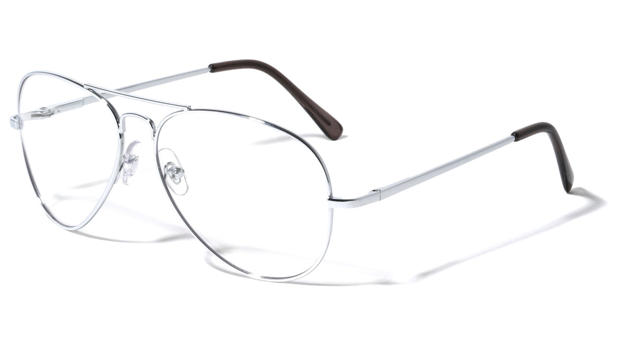 Clear Lens Spring Hinge Aviators Wholesale Bulk Glasses
