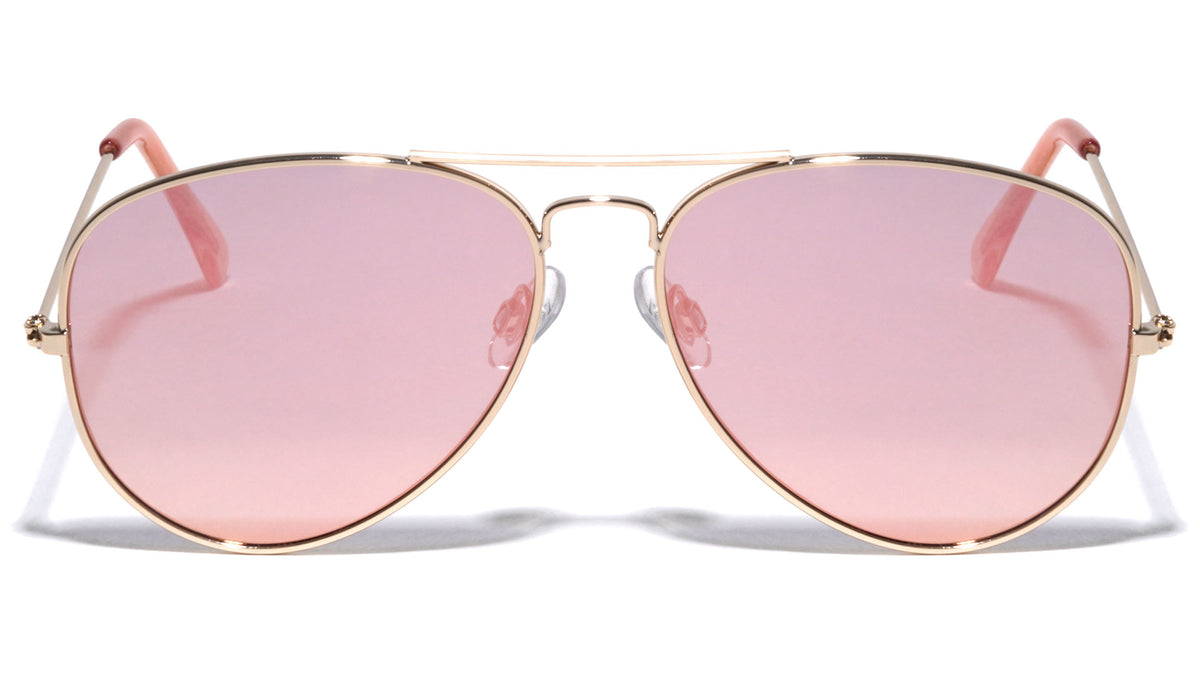 Flat Rose Gold Aviators Wholesale Bulk Sunglasses