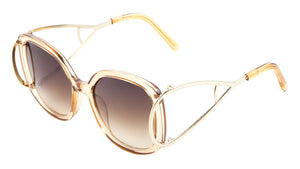 Crystal Color Extended Oval Temple Butterfly Wholesale Bulk Sunglasses