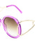 Crystal Color Extended Oval Temple Round Wholesale Bulk Sunglasses