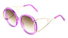 Crystal Color Extended Oval Temple Round Wholesale Bulk Sunglasses