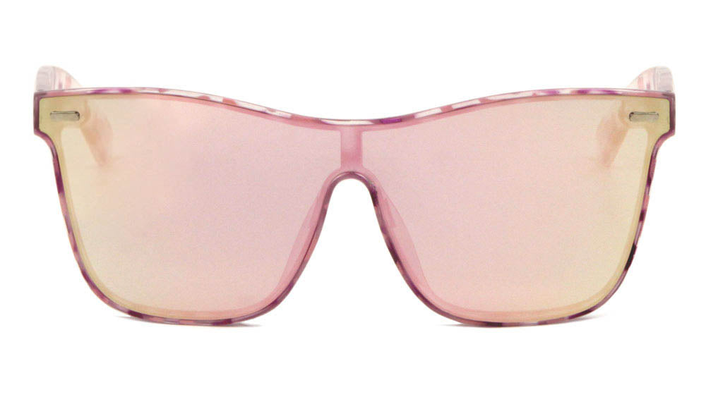 Solid One Piece Flat Color Mirror Wholesale Bulk Sunglasses