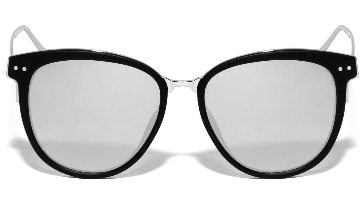 Retro Flat Color Mirror Lens Rounded Cat Eye Wholesale Sunglasses