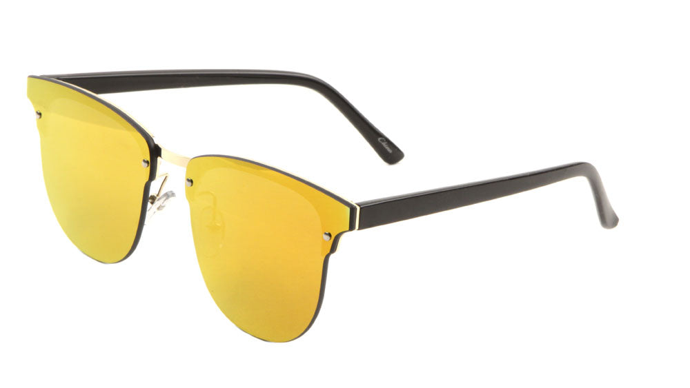 Semi-Rimless Retro Color Mirror Lens Wholesale Bulk Sunglasses