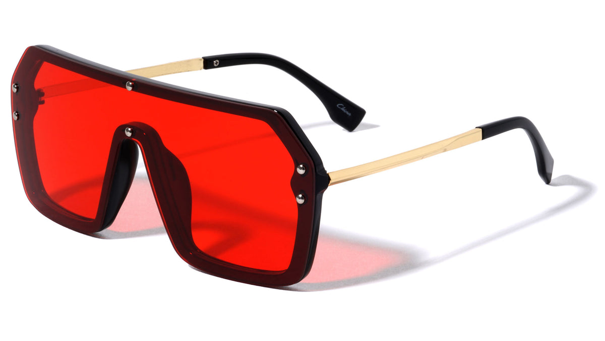 Flat Top Squared Oversized Shield Sunglasses Wholesale