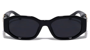 Black Geometric Rectangle Tiger Emblem Wholesale Sunglasses