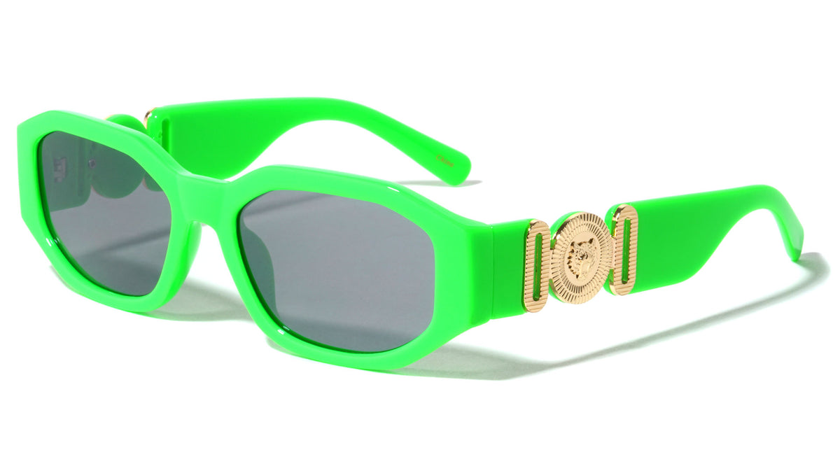 Rectangle Tiger Emblem Neon Wholesale Sunglasses