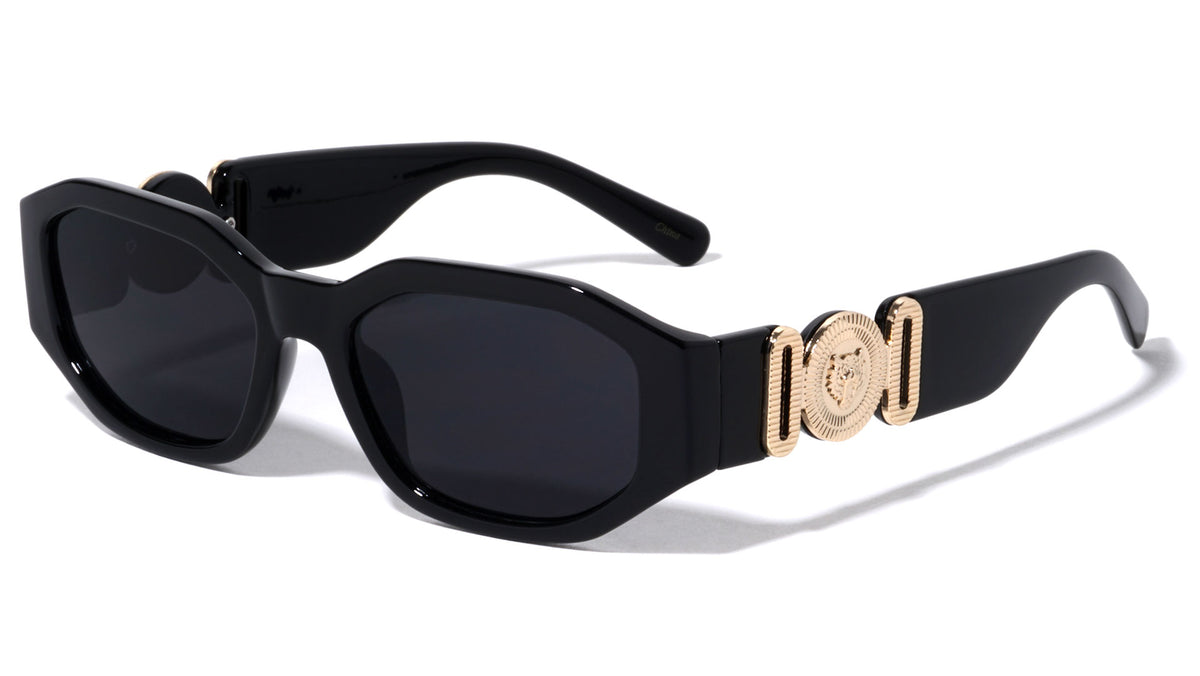 Geometric Rectangle Tiger Emblem Wholesale Sunglasses