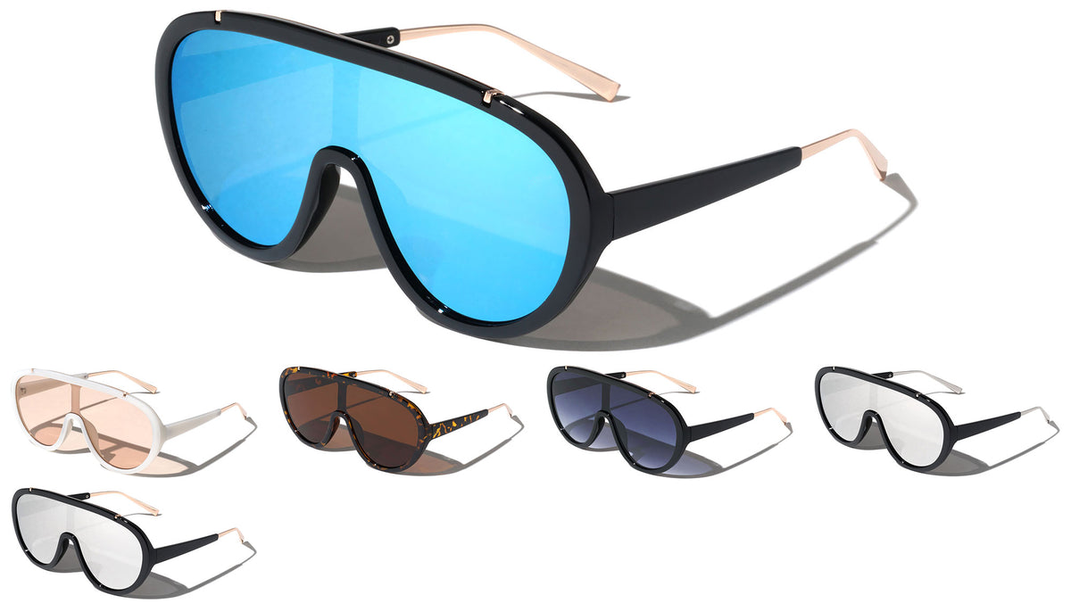 Rounded Shield Wholesale Sunglasses