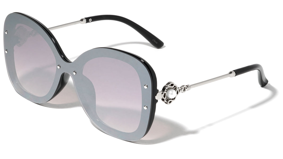 Rimless Butterfly Pearl Temple Wholesale Sunglasses