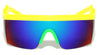 Semi Rimless One Piece Shield Lens Zig Zag Temple Wholesale Sunglasses