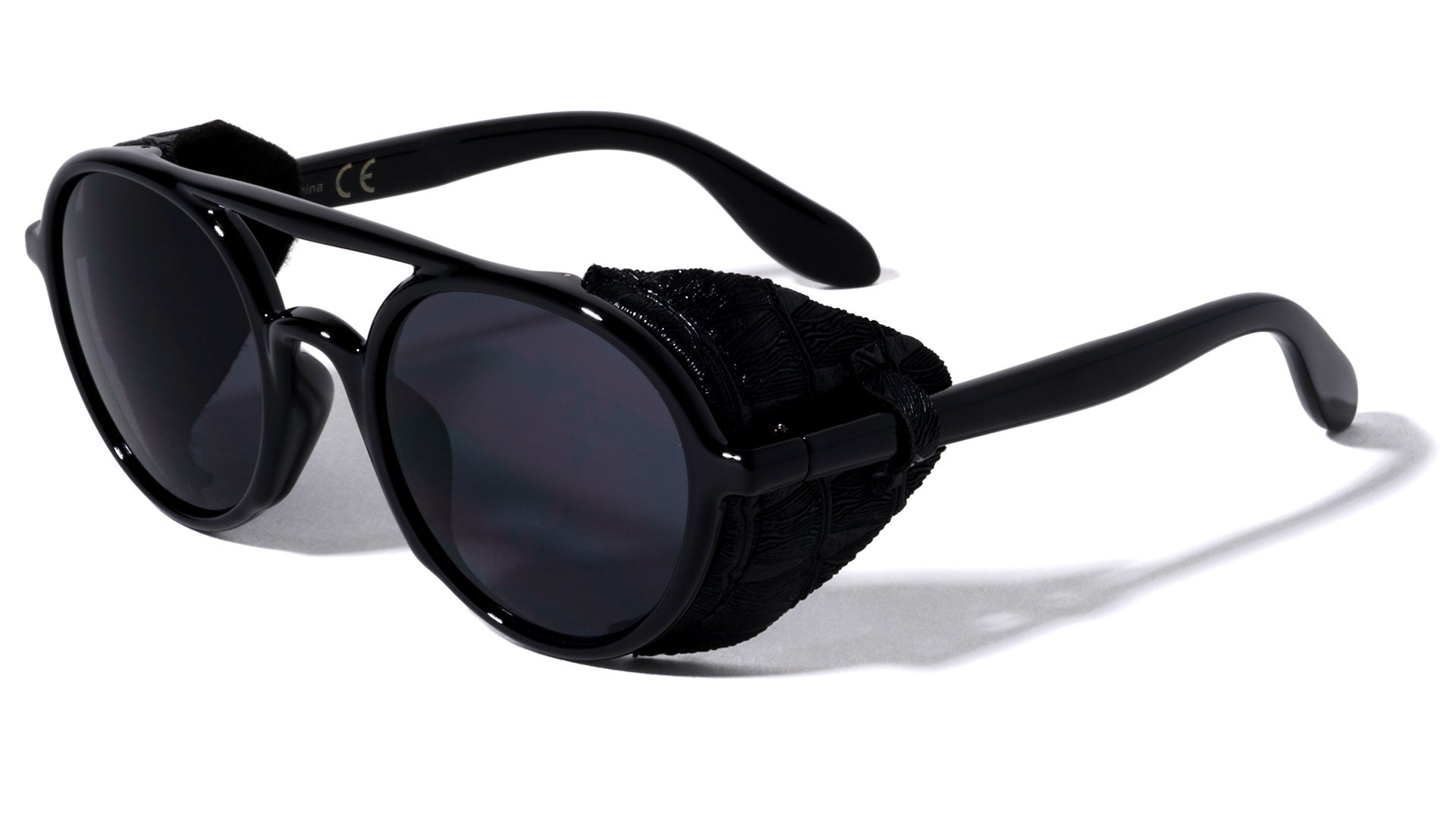 Men Women's Sunglasses Fashion Steampunk Gothic Goggles Retro Leather Side  Round | eBay