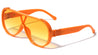 Color Lens Flat Top Round One Piece Shield Wholesale Sunglasses