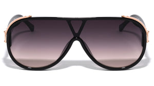 Flat Top Round One Piece Shield Wholesale Sunglasses