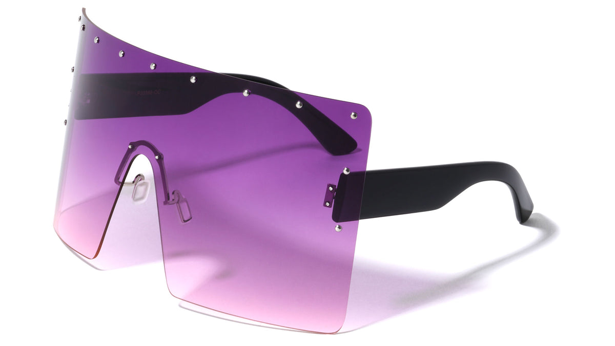 Oversized Rimless Studded Oceanic Color Wholesale Sunglasses