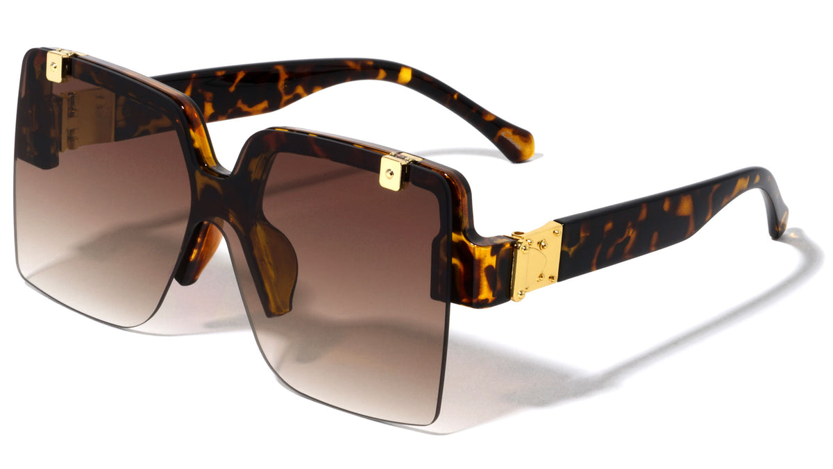 Rimless Flip-up Butterfly Shield Fashion Wholesale Sunglasses