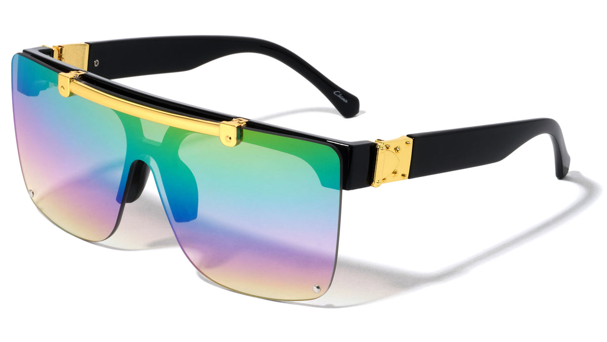 Rimless Flip-up Classic Shield Fashion Wholesale Sunglasses