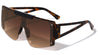 Super Dark Flat Top One Piece Shield Wholesale Sunglasses