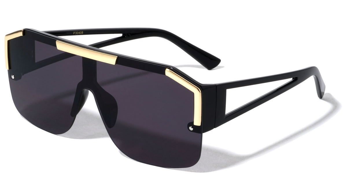 Semi-Rimless One Piece Shield Wholesale Sunglasses
