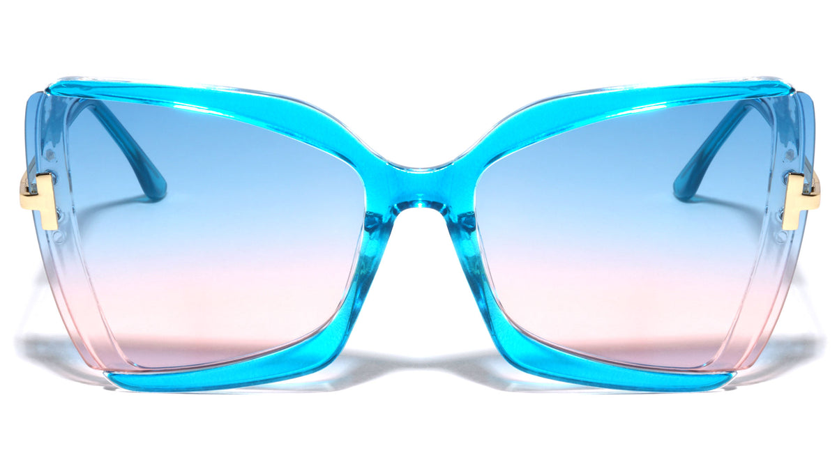 Semi-Rimless Retro Geometric Cat Eye Fashion Wholesale Sunglasses