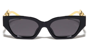 Large Chain Temple Angular Cat Eye Wholesale Sunglasses