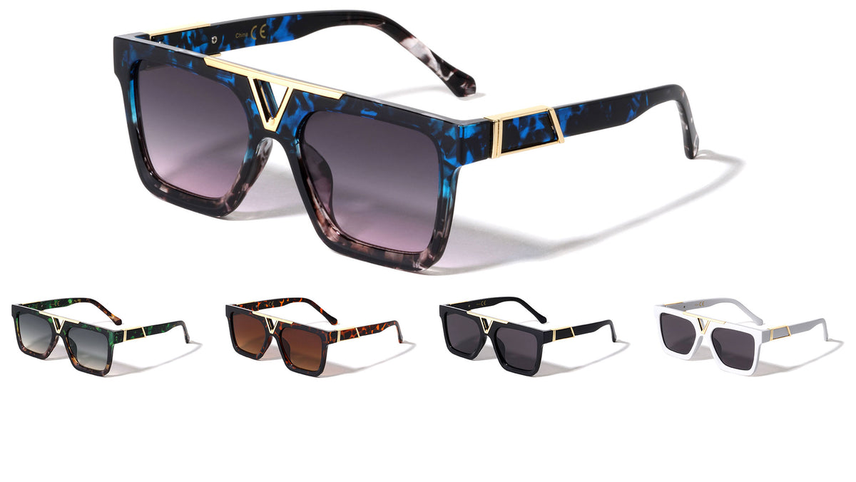 Flat Top Deco Fashion Wholesale Sunglasses