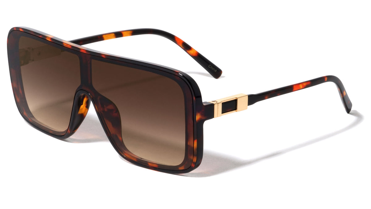 Flat Top Shield Tappered Temple Wholesale Sunglasses