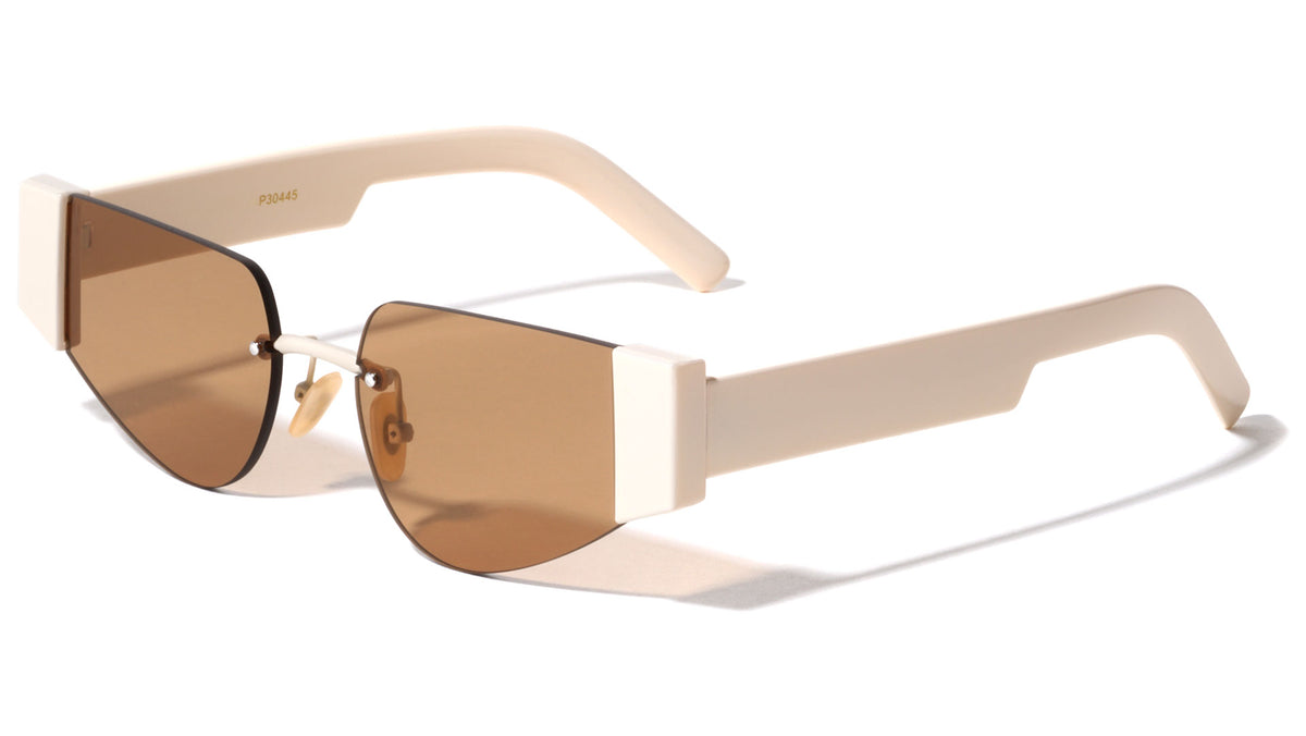 Rimless Cat Eye Geometric Frame Wholesale Sunglasses