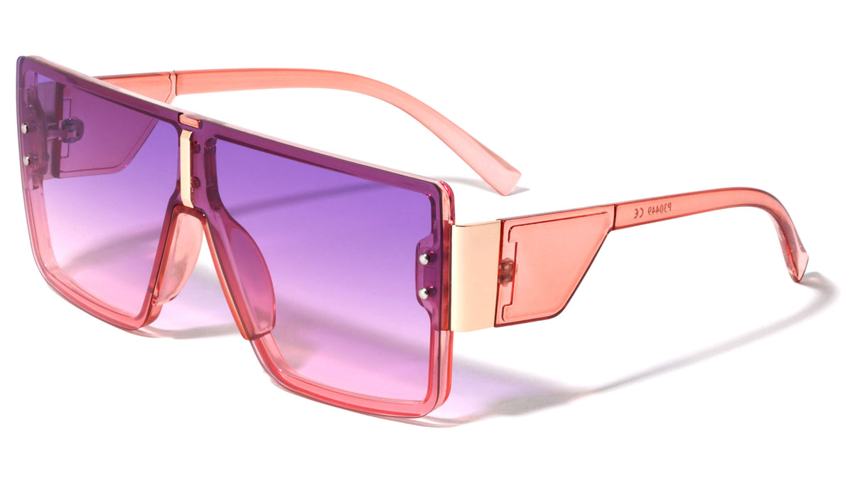 Crystal Flat Top Oversized Thick Temple Wholesale Sunglasses